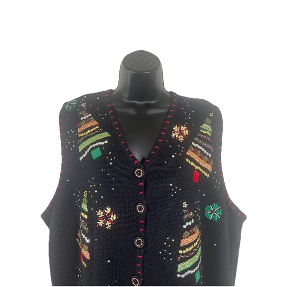 Original Studio Joy 90s Vintage Ugly Christmas Festive Holiday Sweater Vest XL - Picture 2 of 16